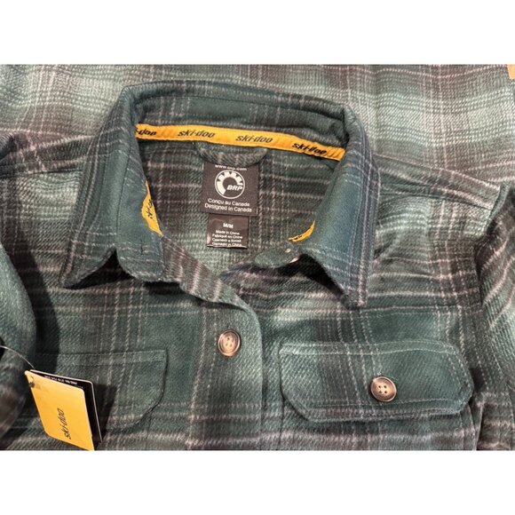 NEW GREEN SKI-DOO LADIES LIFESTYLE PLAID FLANNEL HEAVY OVERSHIRT M $89 - Picture 11 of 11